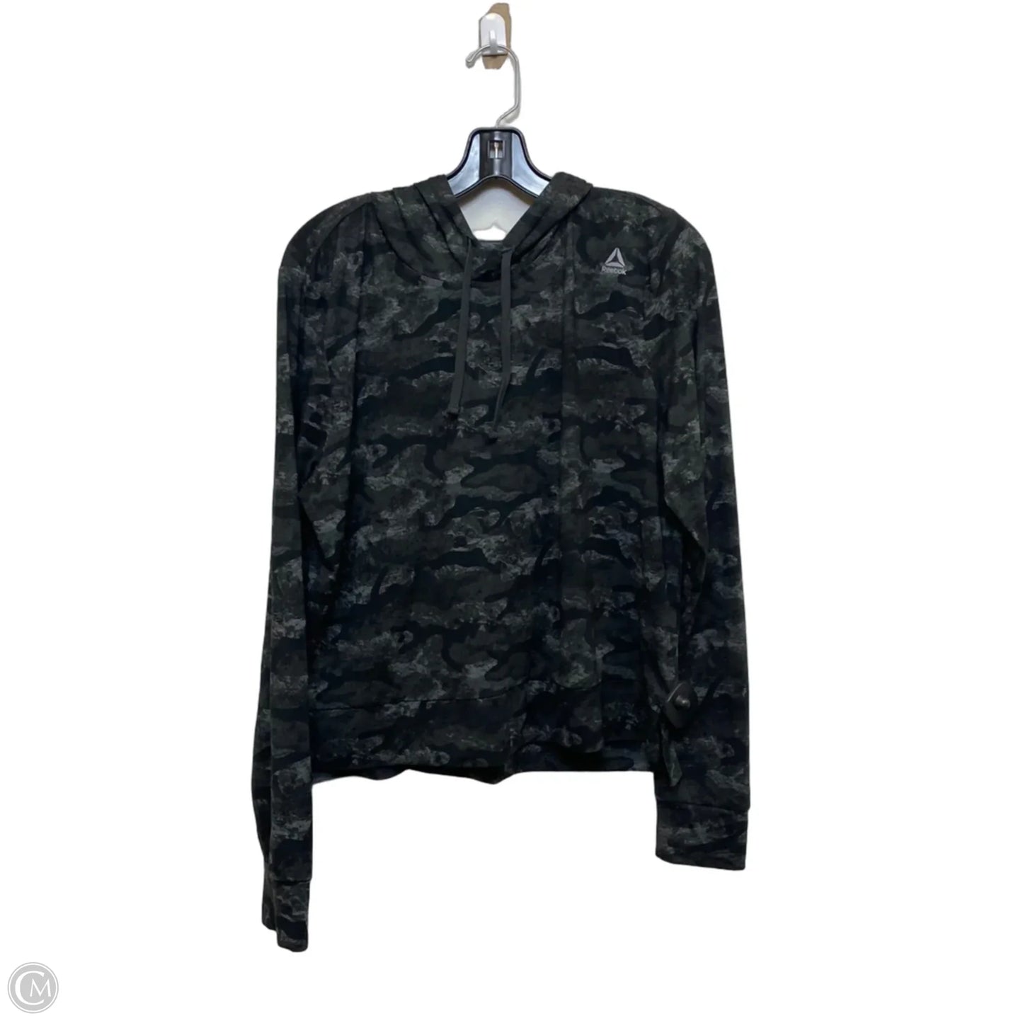 Athletic Top Long Sleeve Hoodie By Reebok In Black, Size: L