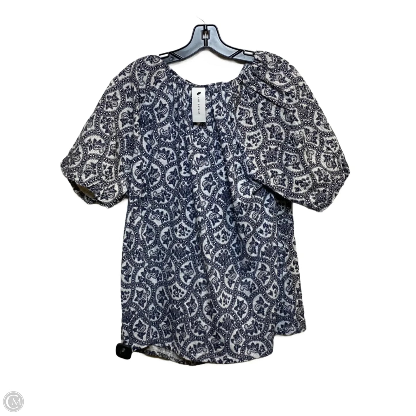 Top Short Sleeve By Lane Bryant In Blue & White, Size: L