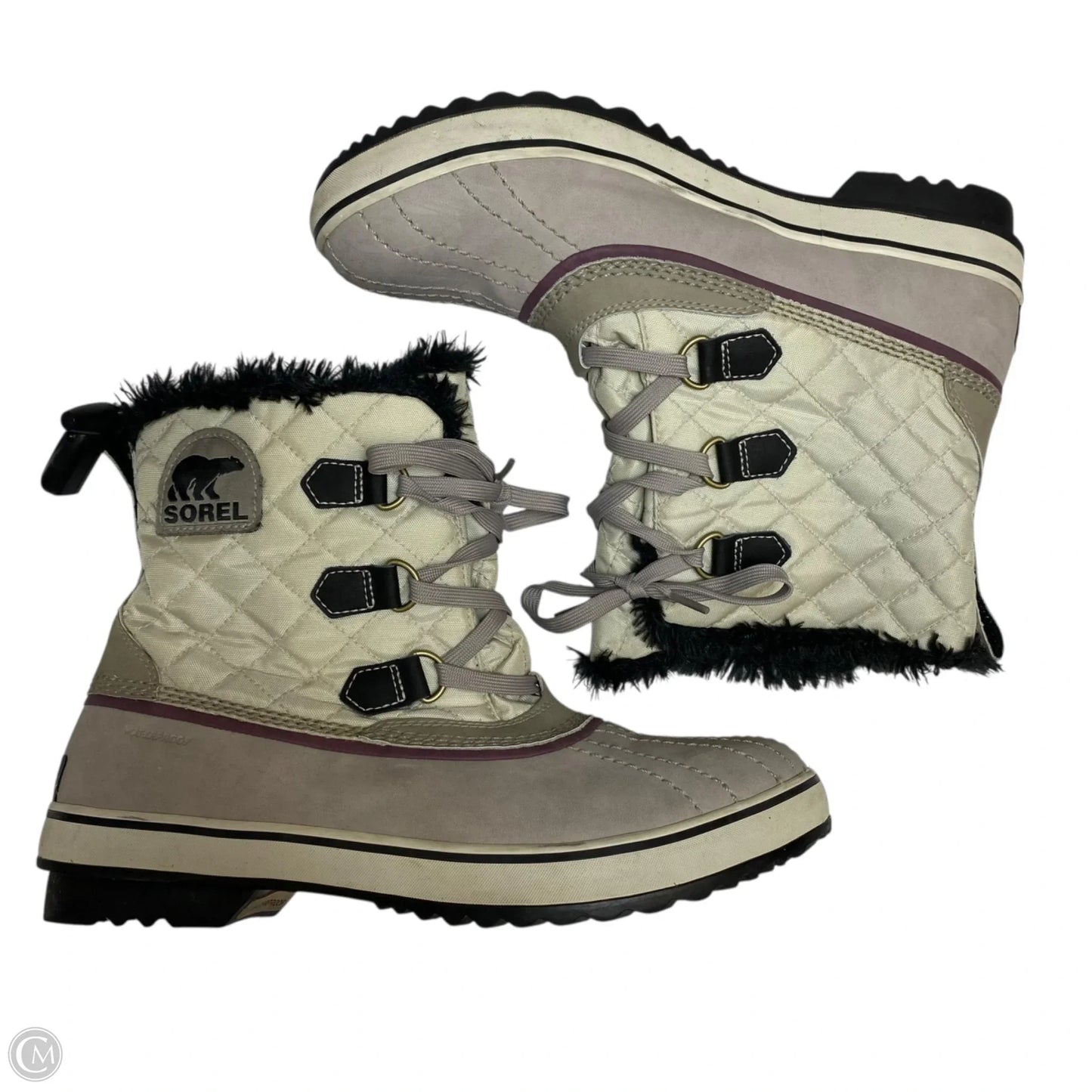 Boots Ankle Flats By Sorel In Cream & Purple, Size: 11