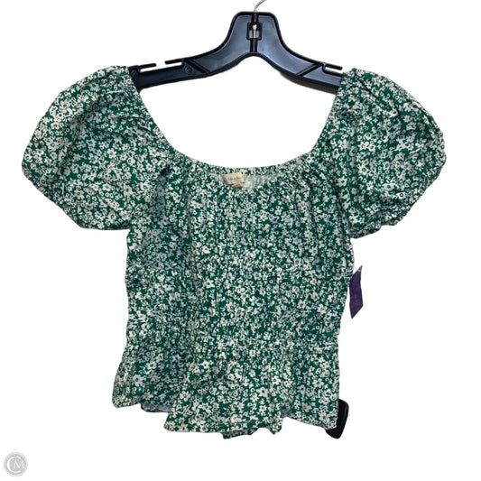 Top Short Sleeve By Sim & Sam In Green & White, Size: S