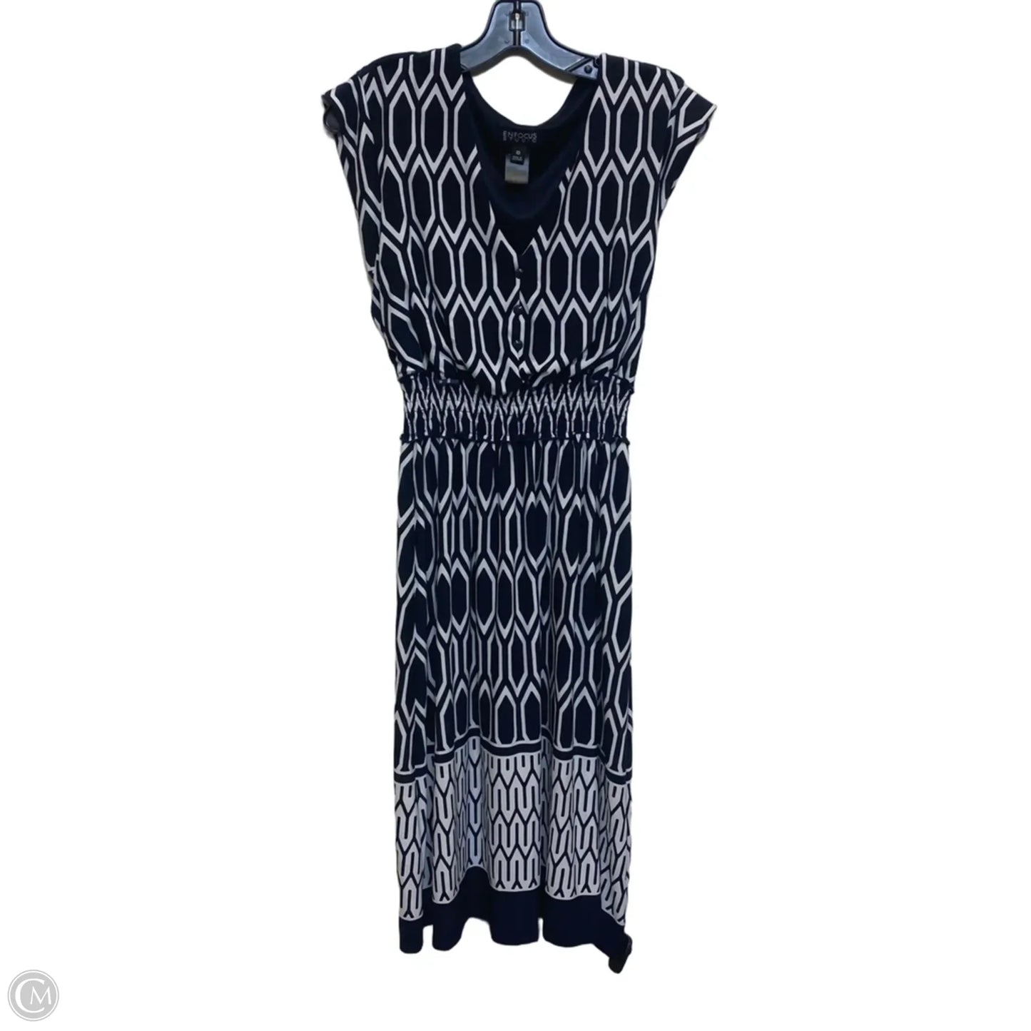 Dress Casual Midi By Enfocus In Blue & White, Size: M