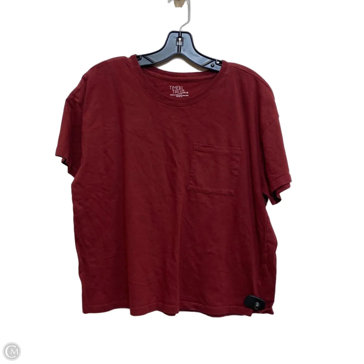 Top Short Sleeve Basic By Time And Tru In Red, Size: L