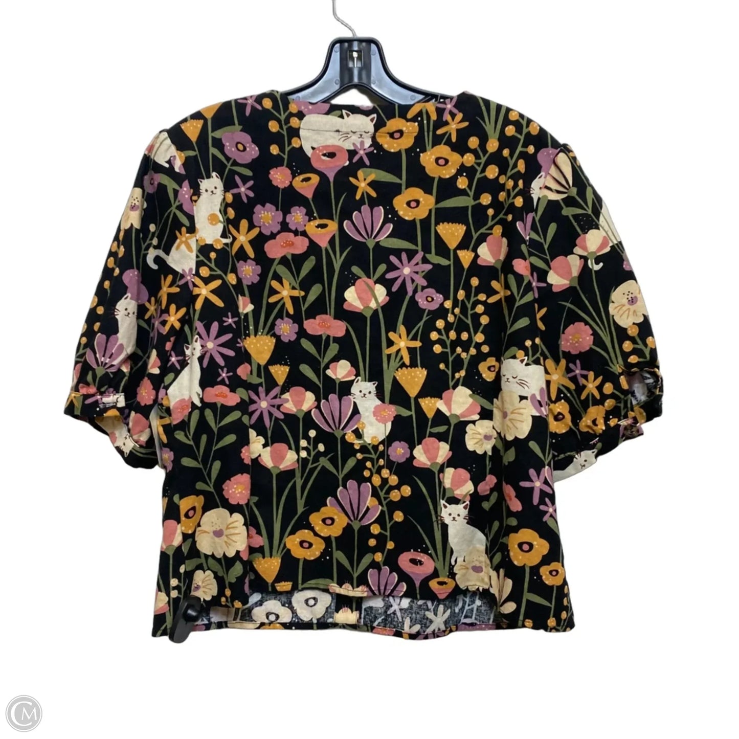Top Short Sleeve By Modcloth In Black & Brown, Size: Xl