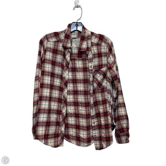 Top Long Sleeve By Abercrombie And Fitch In Plaid Pattern, Size: M