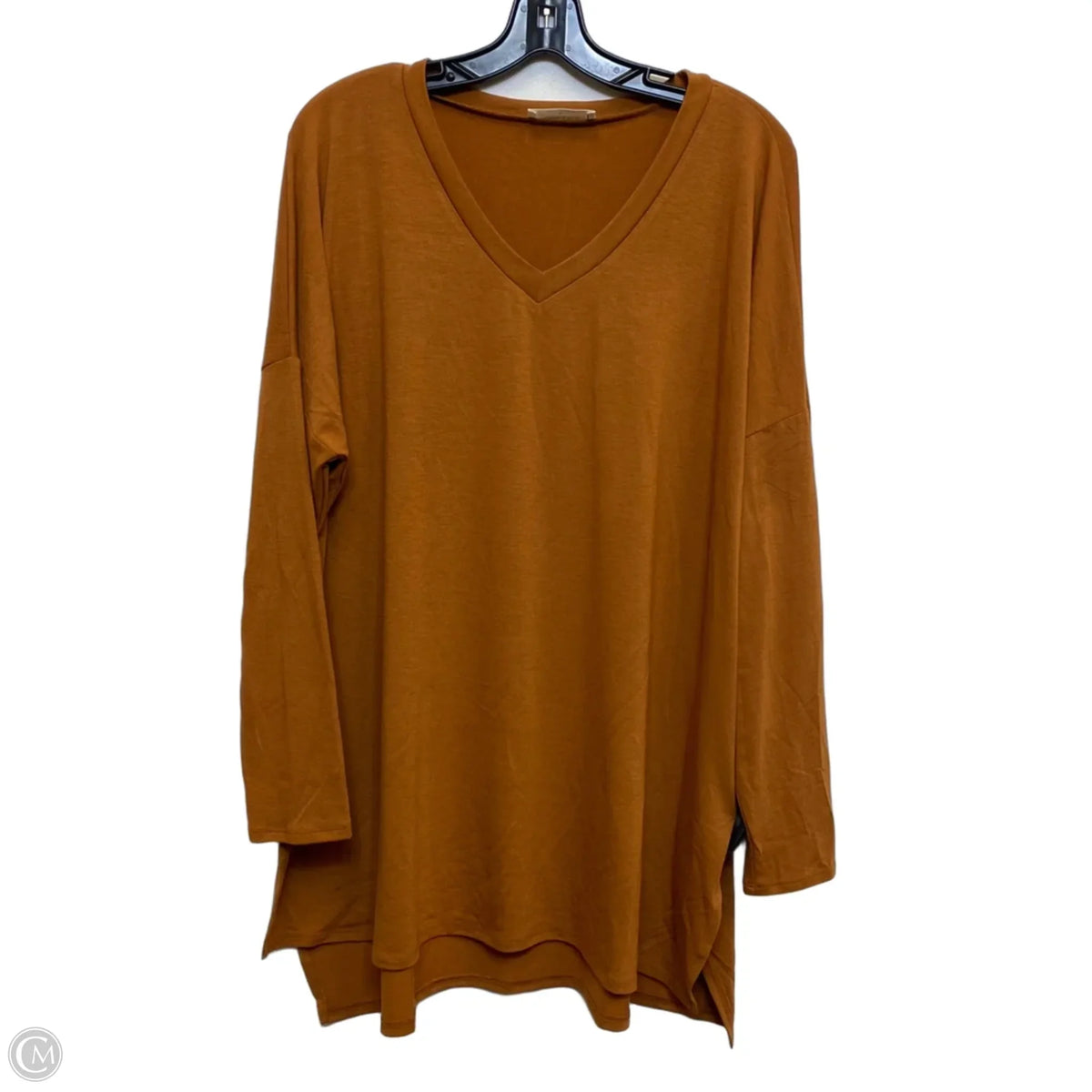 Top Long Sleeve Basic By Zenana In Brown, Size: L