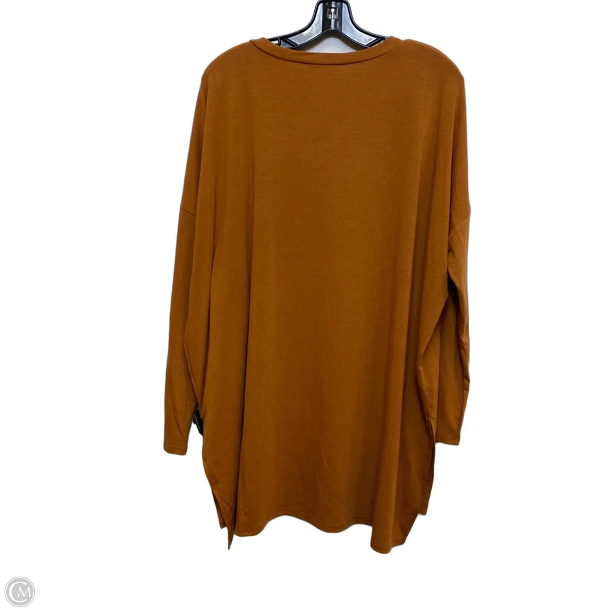 Top Long Sleeve Basic By Zenana In Brown, Size: L