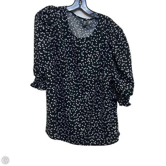 Top Short Sleeve By Loness Curve In Black, Size: 1x
