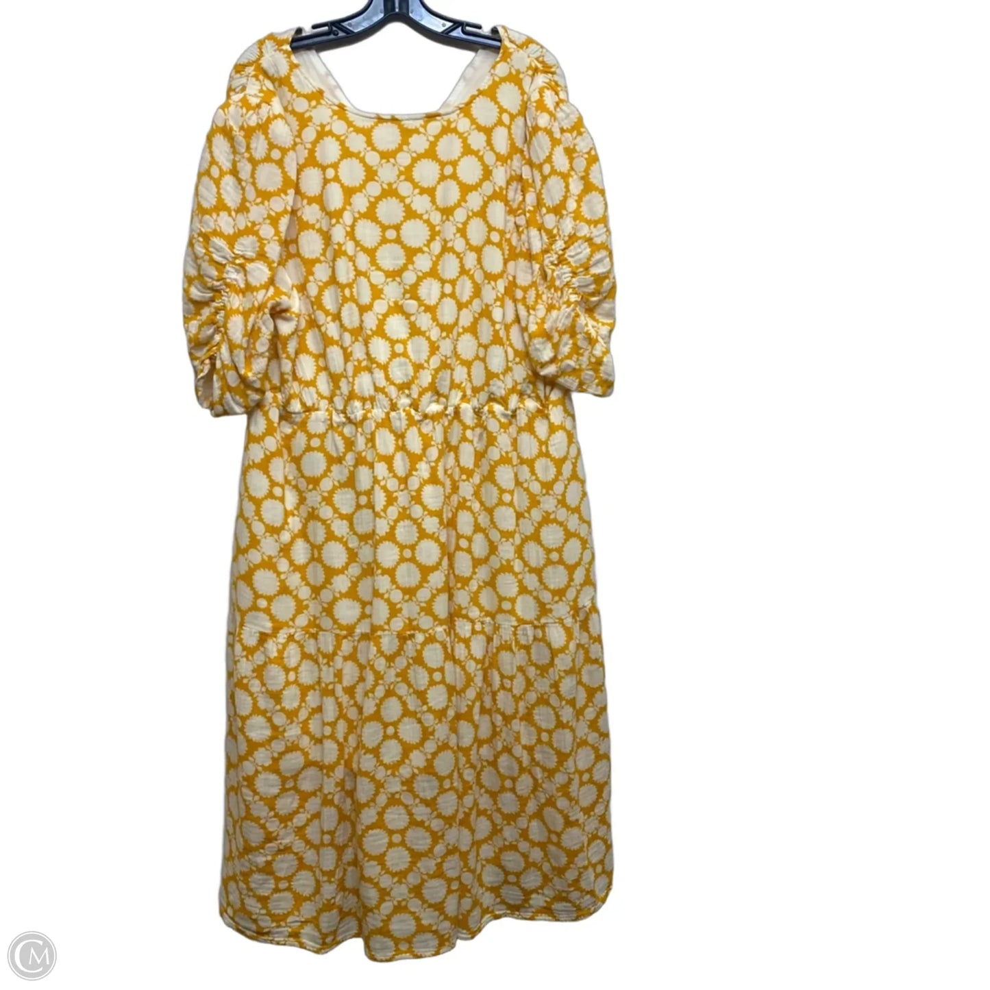 Dress Casual Short By Time And Tru In Cream & Yellow, Size: Xxl