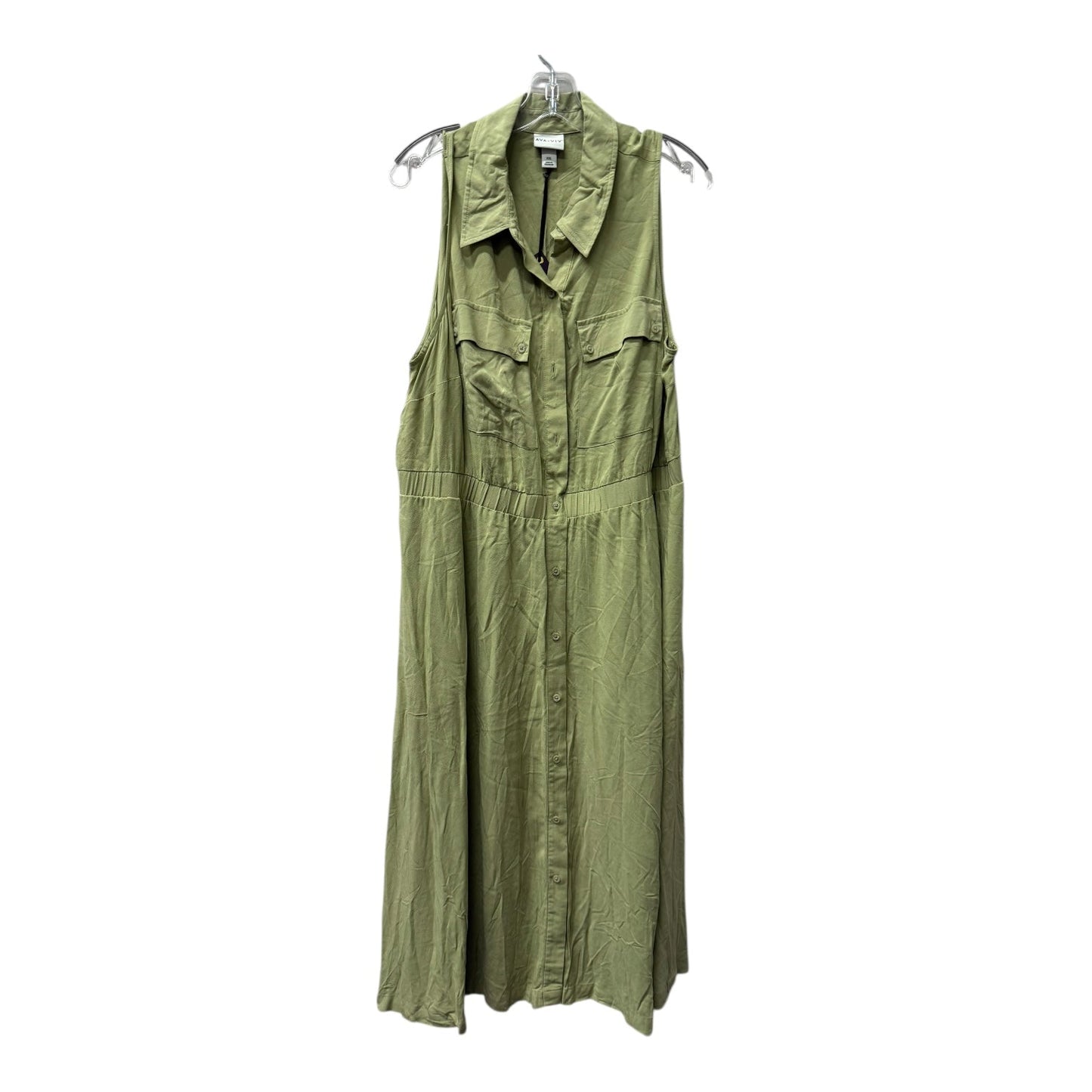 Dress Casual Maxi By Ava & Viv In Green, Size:1X