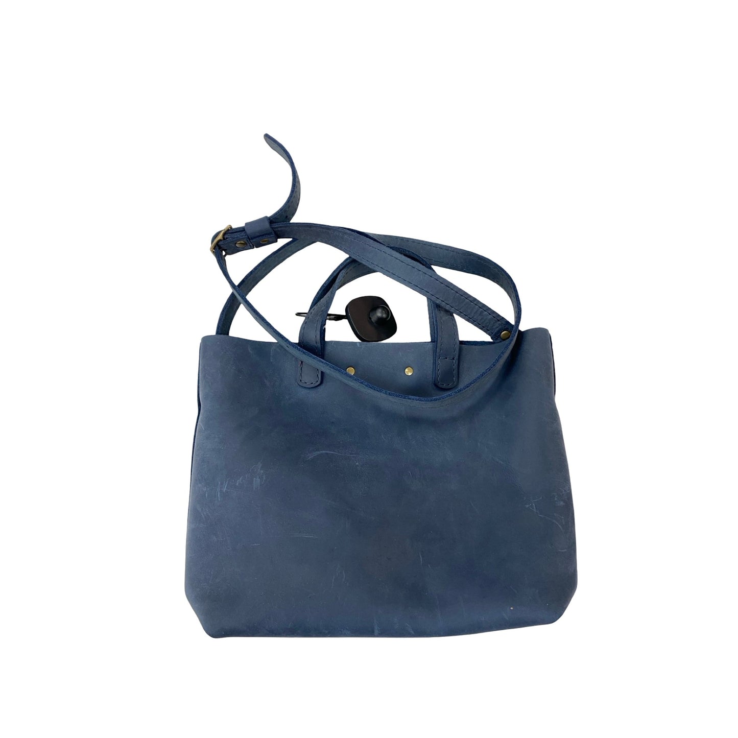 Handbag Leather By Portland Leather In Navy, Size:Medium