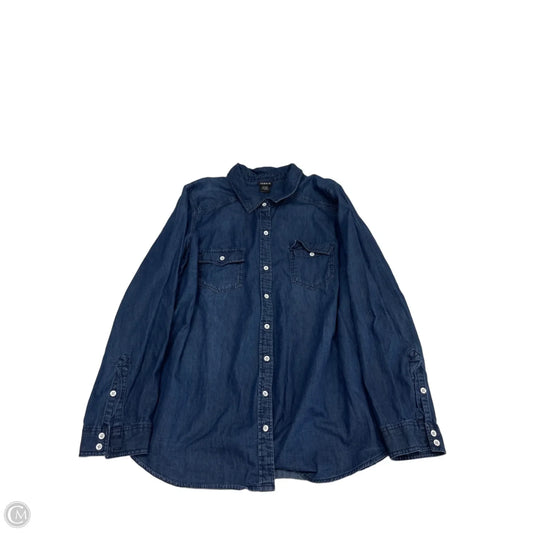 Jacket Shirt By Torrid In Blue, Size: 2x