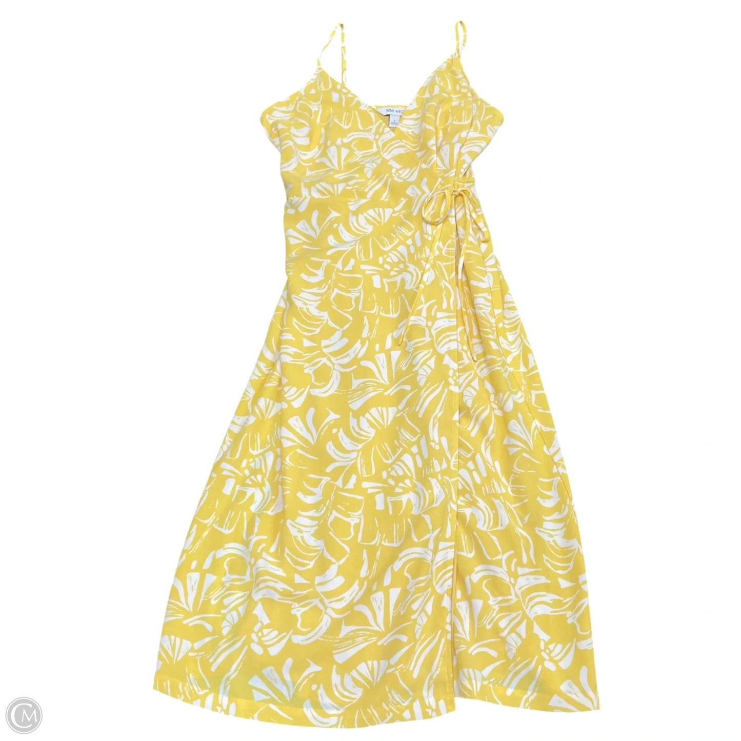 Dress Casual Midi By Nine West Apparel In White & Yellow, Size: S
