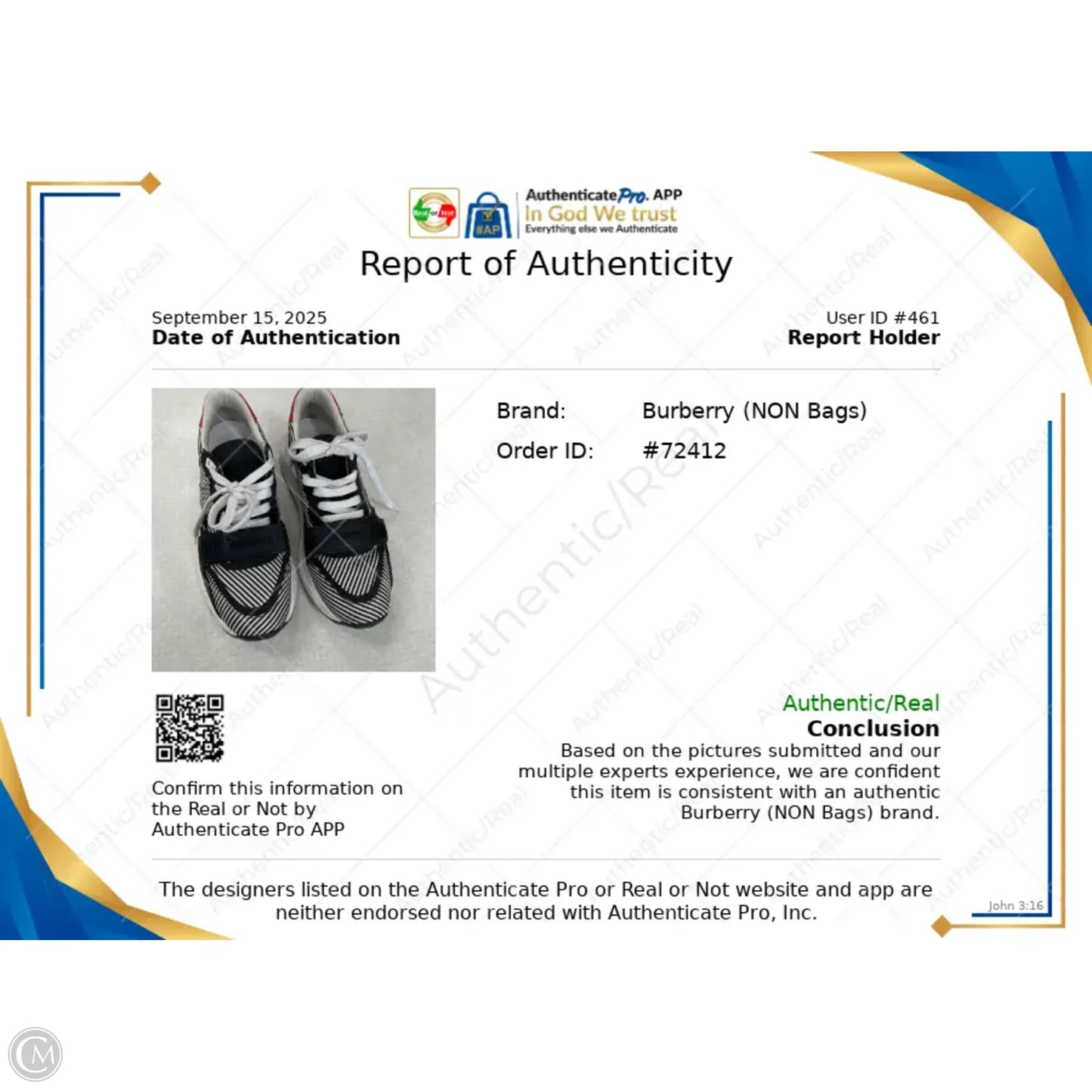 Shoes Luxury Designer By Burberry In Black & White, Size: 9.5