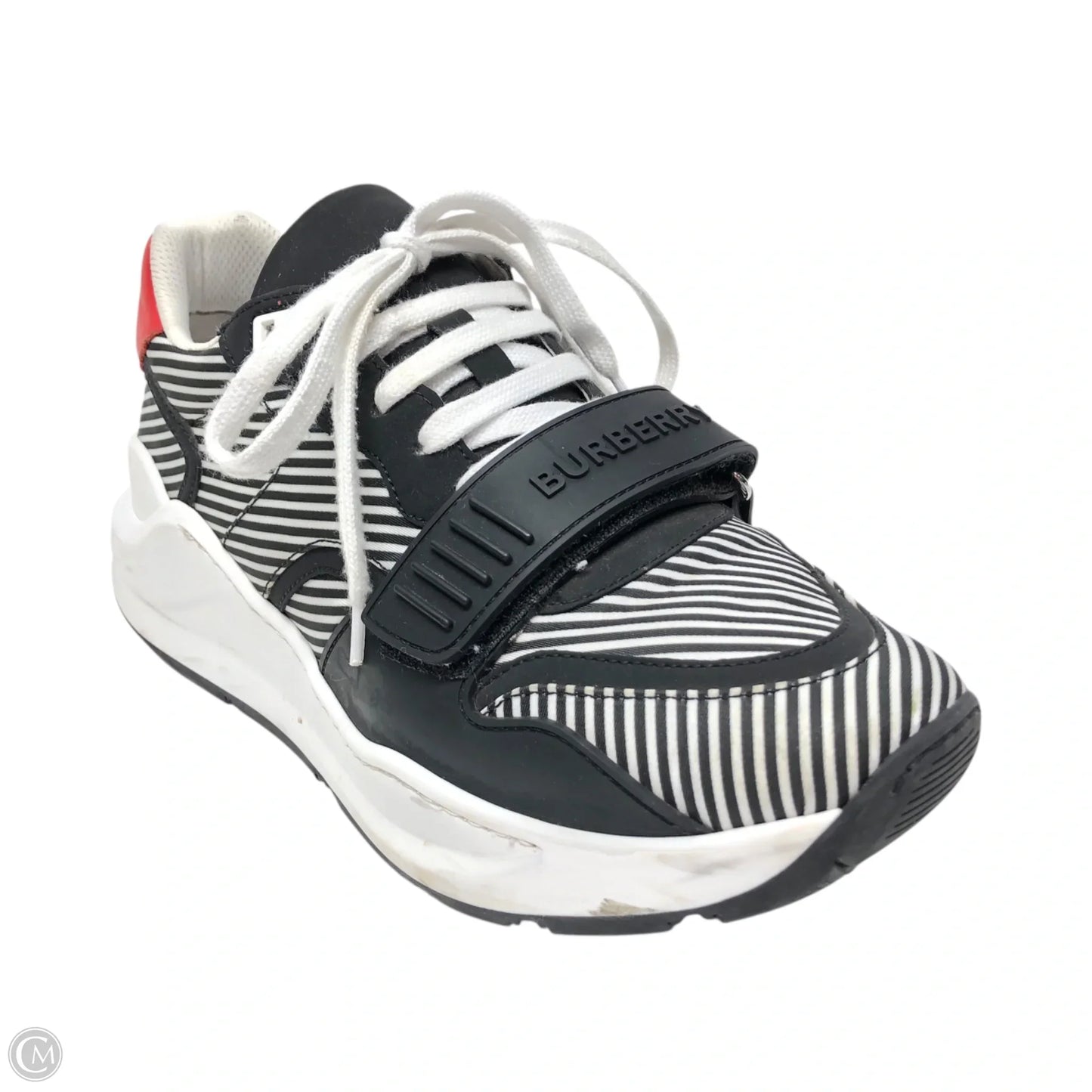 Shoes Luxury Designer By Burberry In Black & White, Size: 9.5