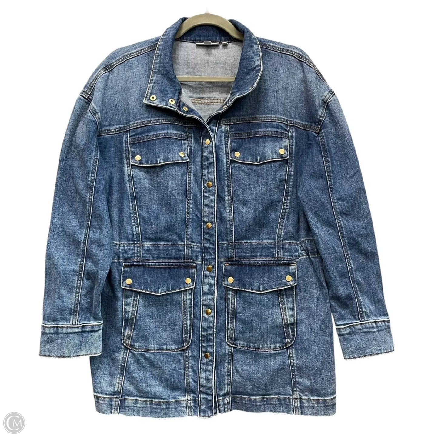Jacket Denim By Chicos In Blue Denim, Size: L