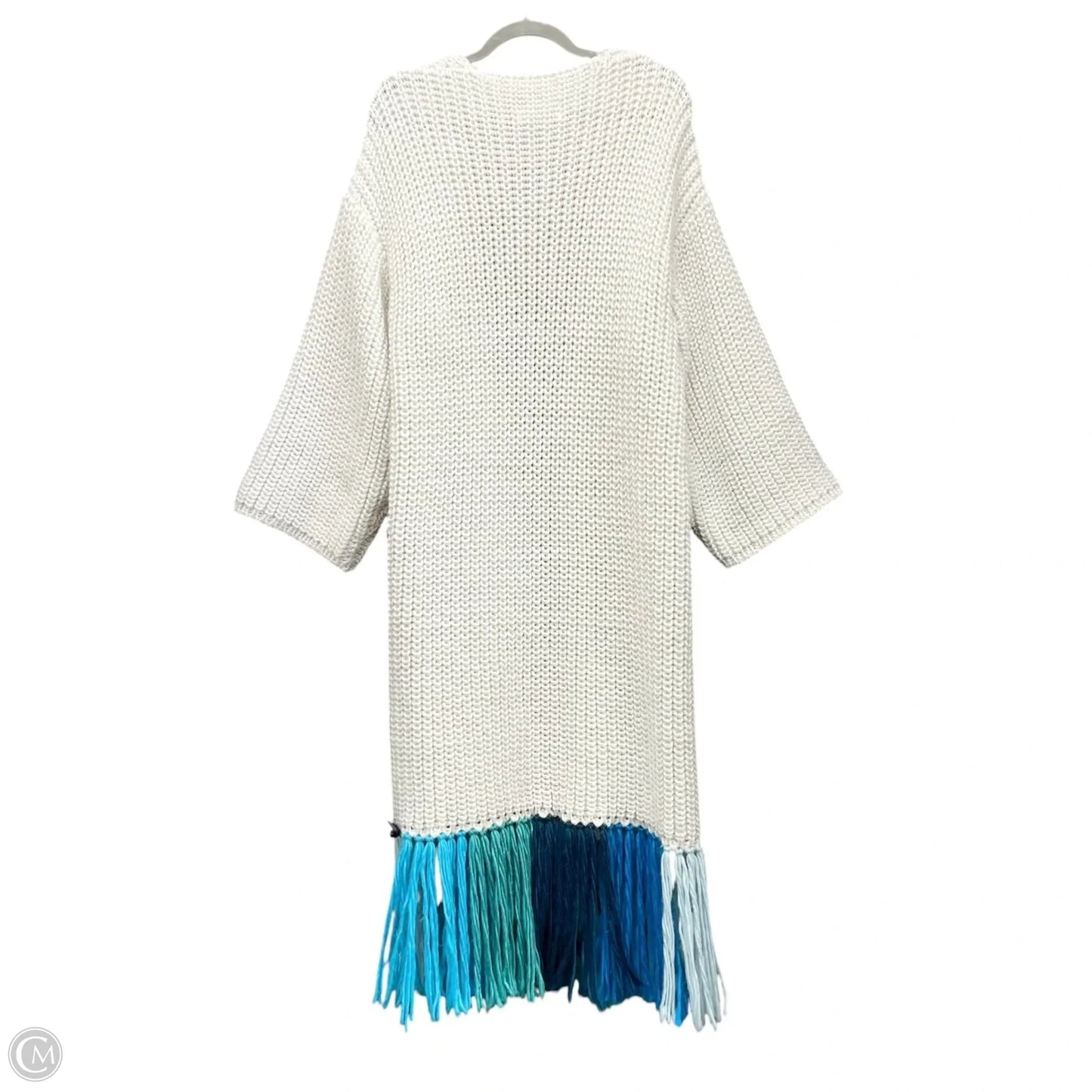 Sweater Cardigan By Anthropologie In Blue & Cream, Size: Osfm