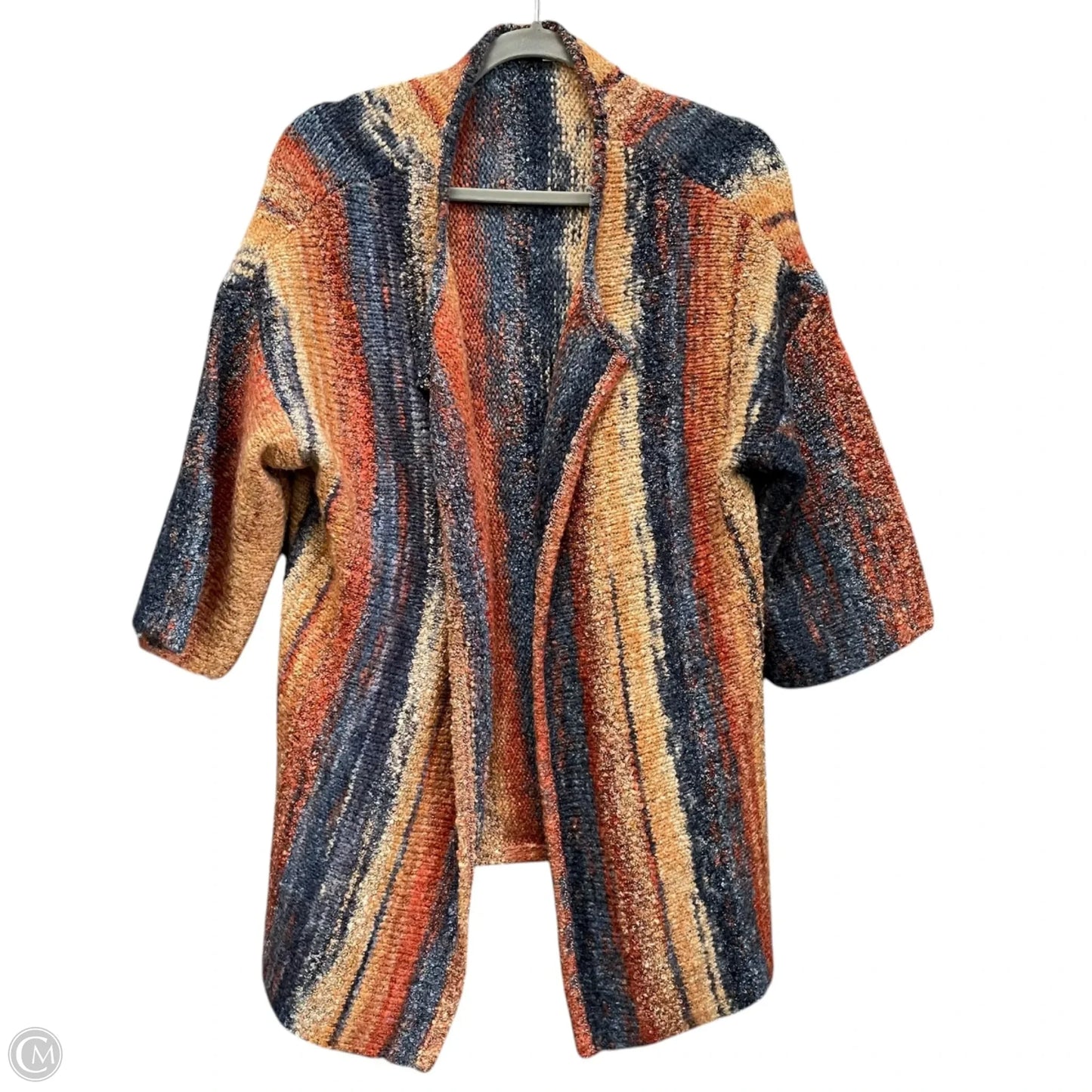 Sweater Cardigan By Soft Surroundings In Blue & Orange, Size: M