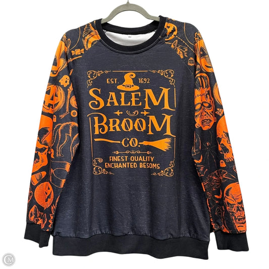 Sweatshirt Crewneck By Clothes Mentor In Black & Orange, Size: L