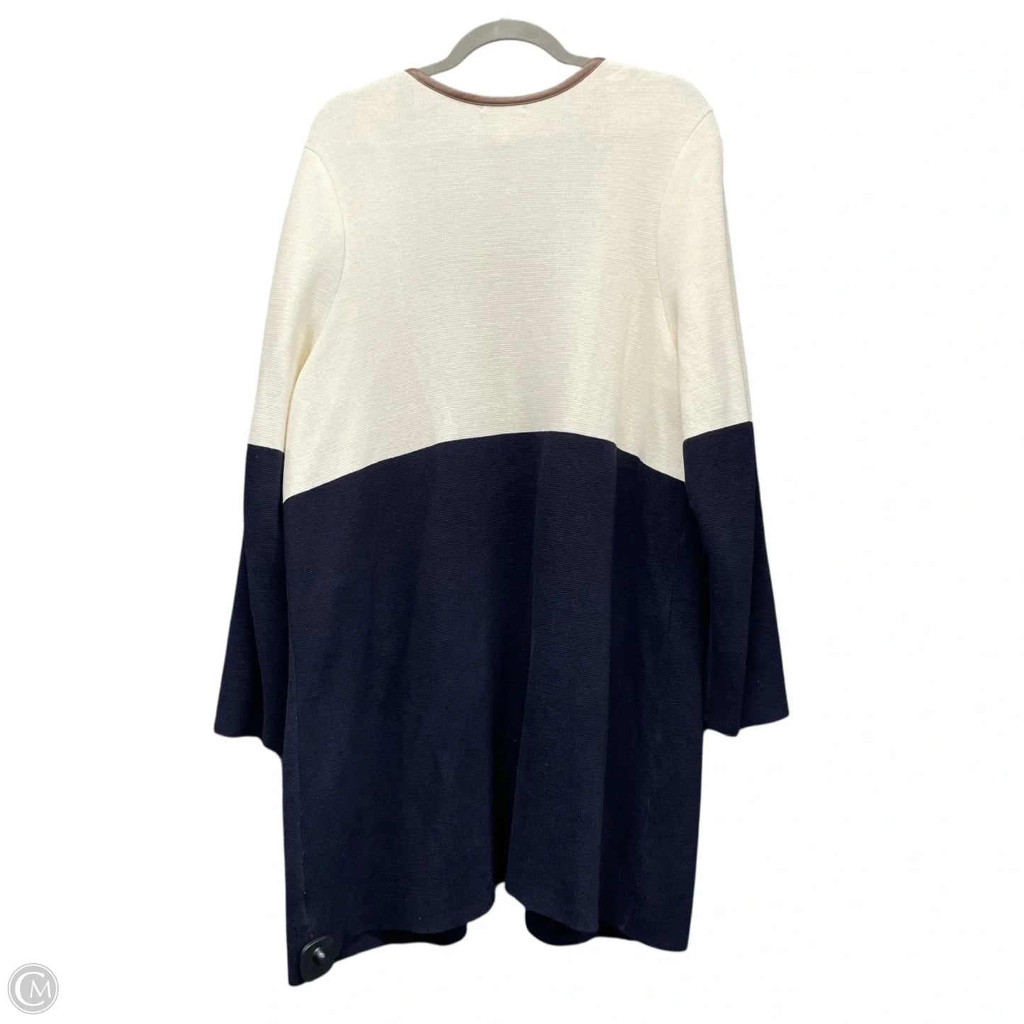 Sweater Cardigan By Charter Club In Blue & Cream, Size: 1x