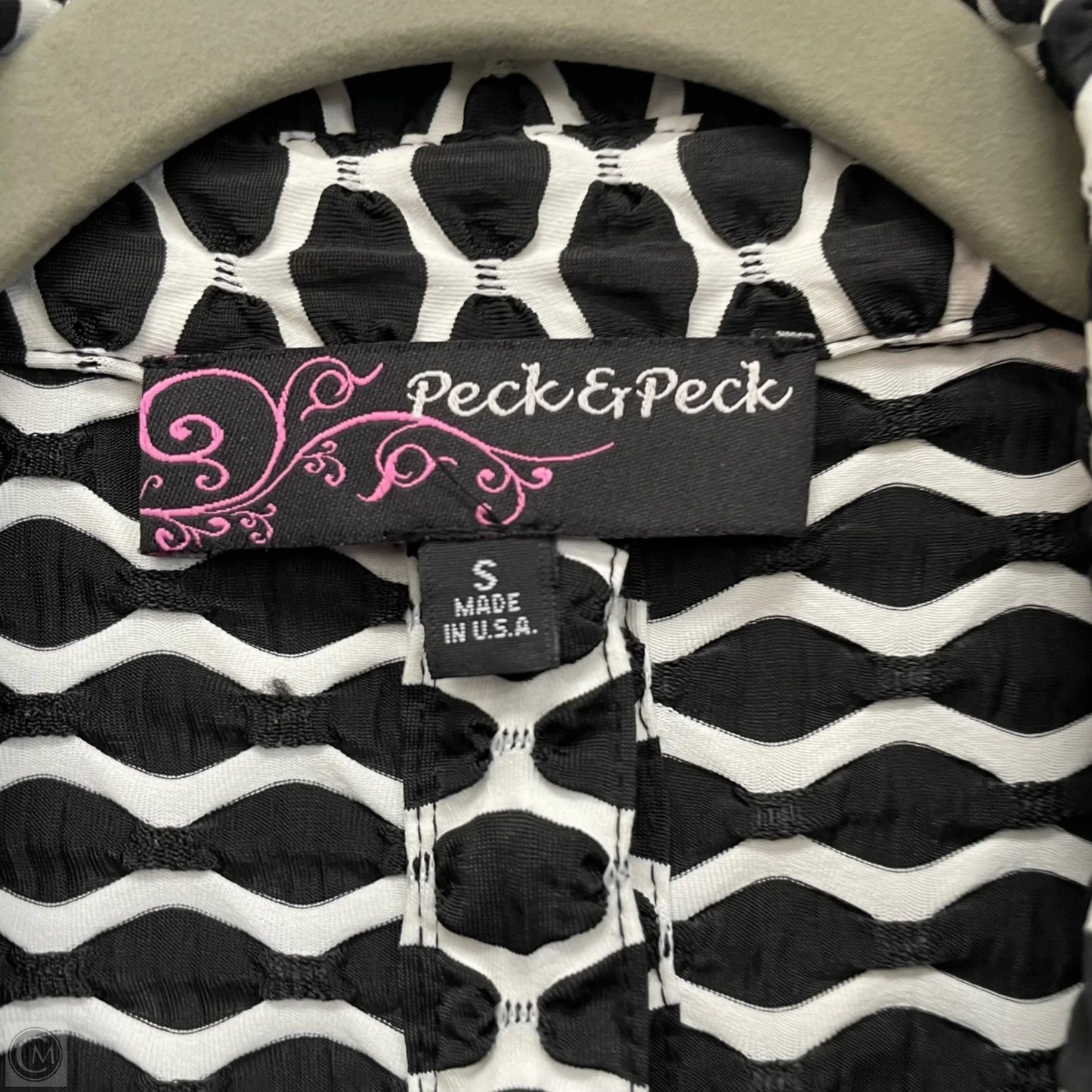 Jacket Shirt By Peck And Peck In Black & White, Size: S