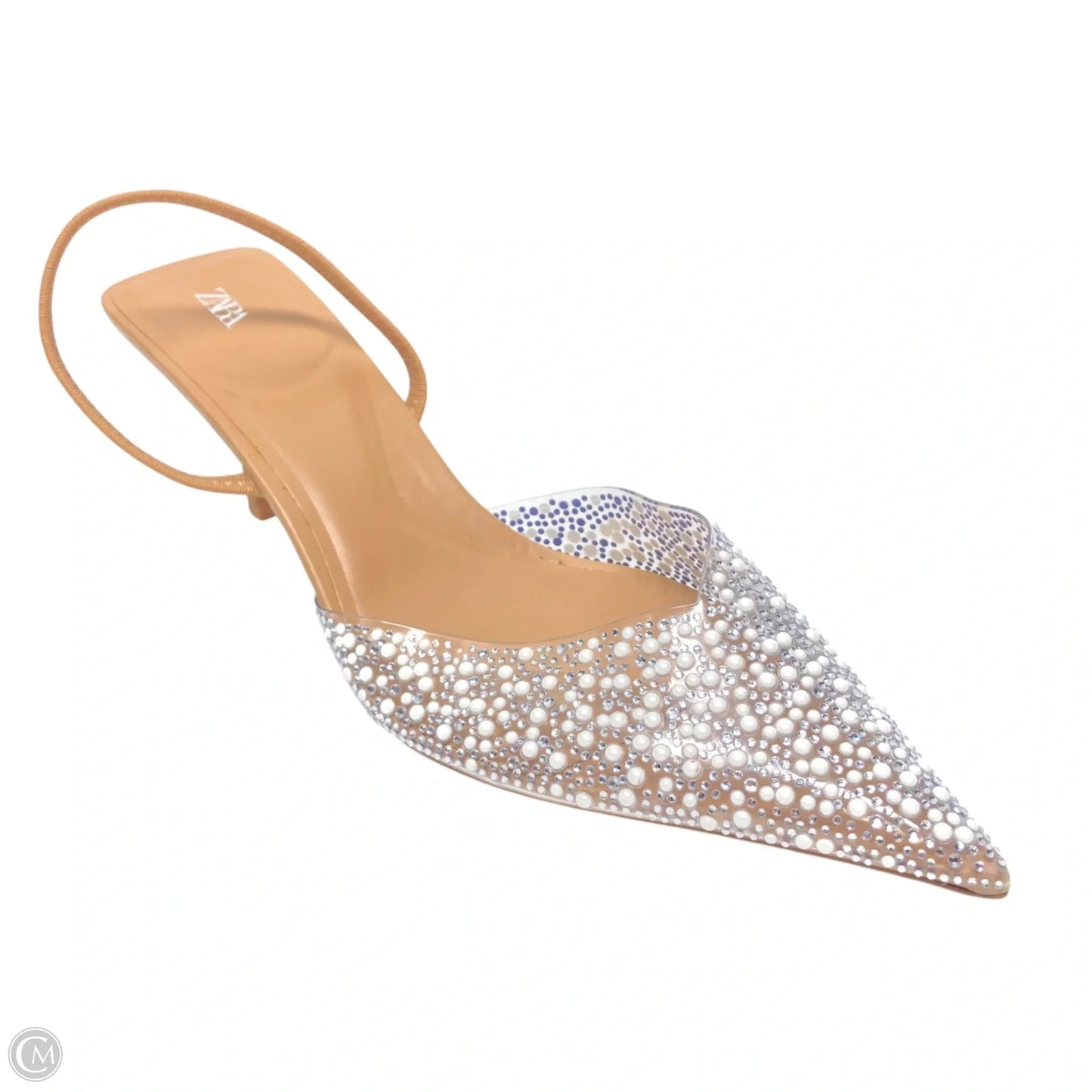 Sandals Heels Kitten By Zara In Tan & White, Size: 11