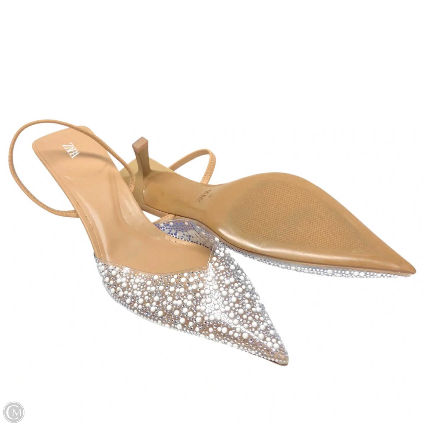 Sandals Heels Kitten By Zara In Tan & White, Size: 11
