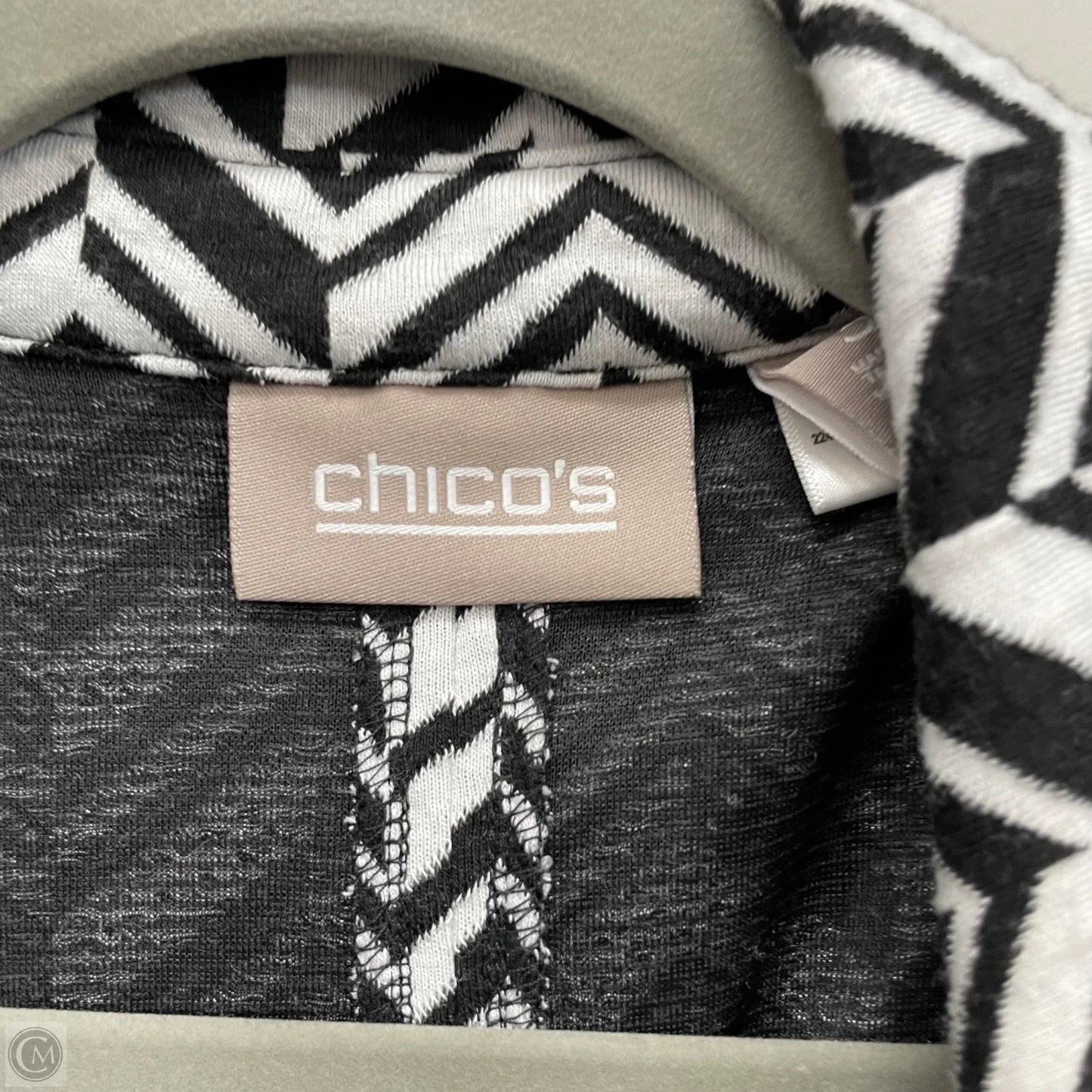 Cardigan By Chicos In Black & White, Size: Xl