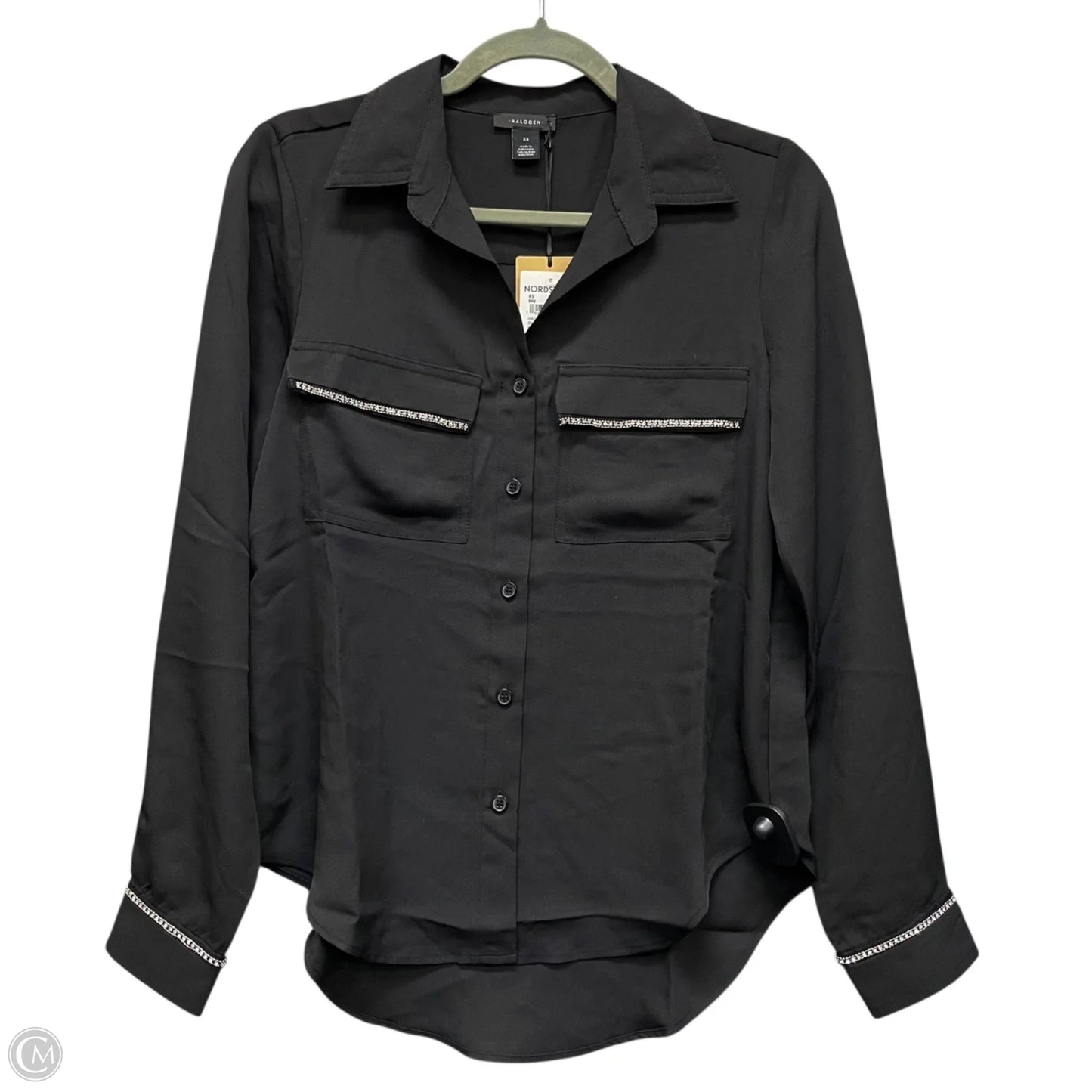 Blouse Long Sleeve By Halogen In Black, Size: Xs