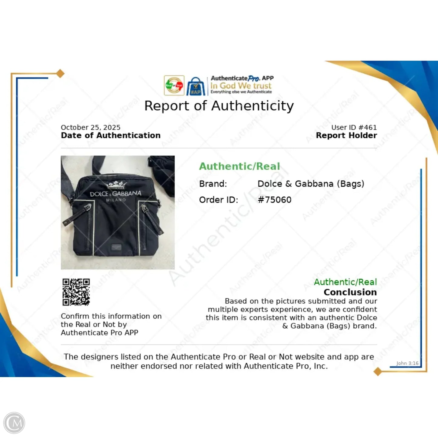 Crossbody Luxury Designer By Dolce And Gabbana, Size: Medium