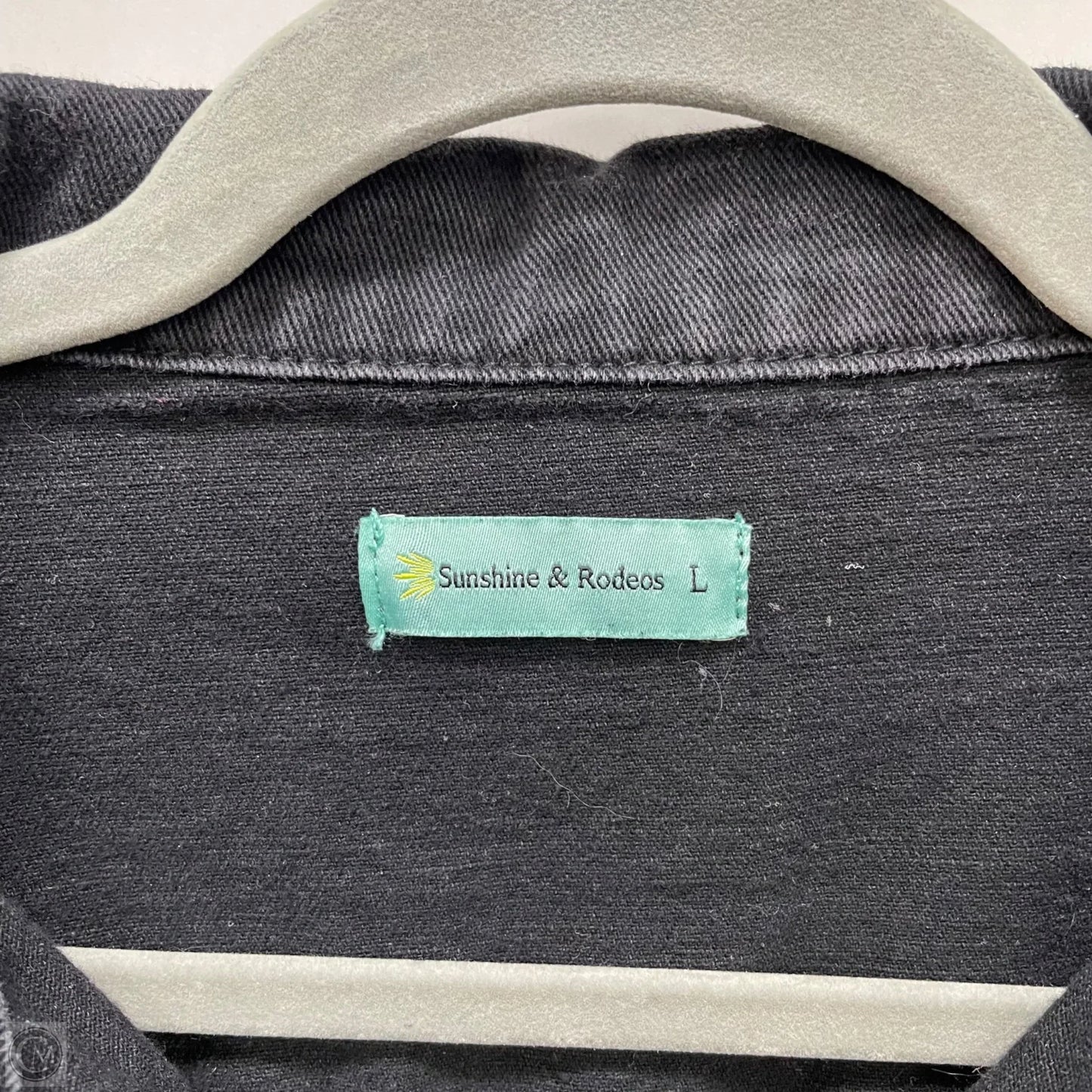 Jacket Denim By Clothes Mentor In Black Denim, Size: L