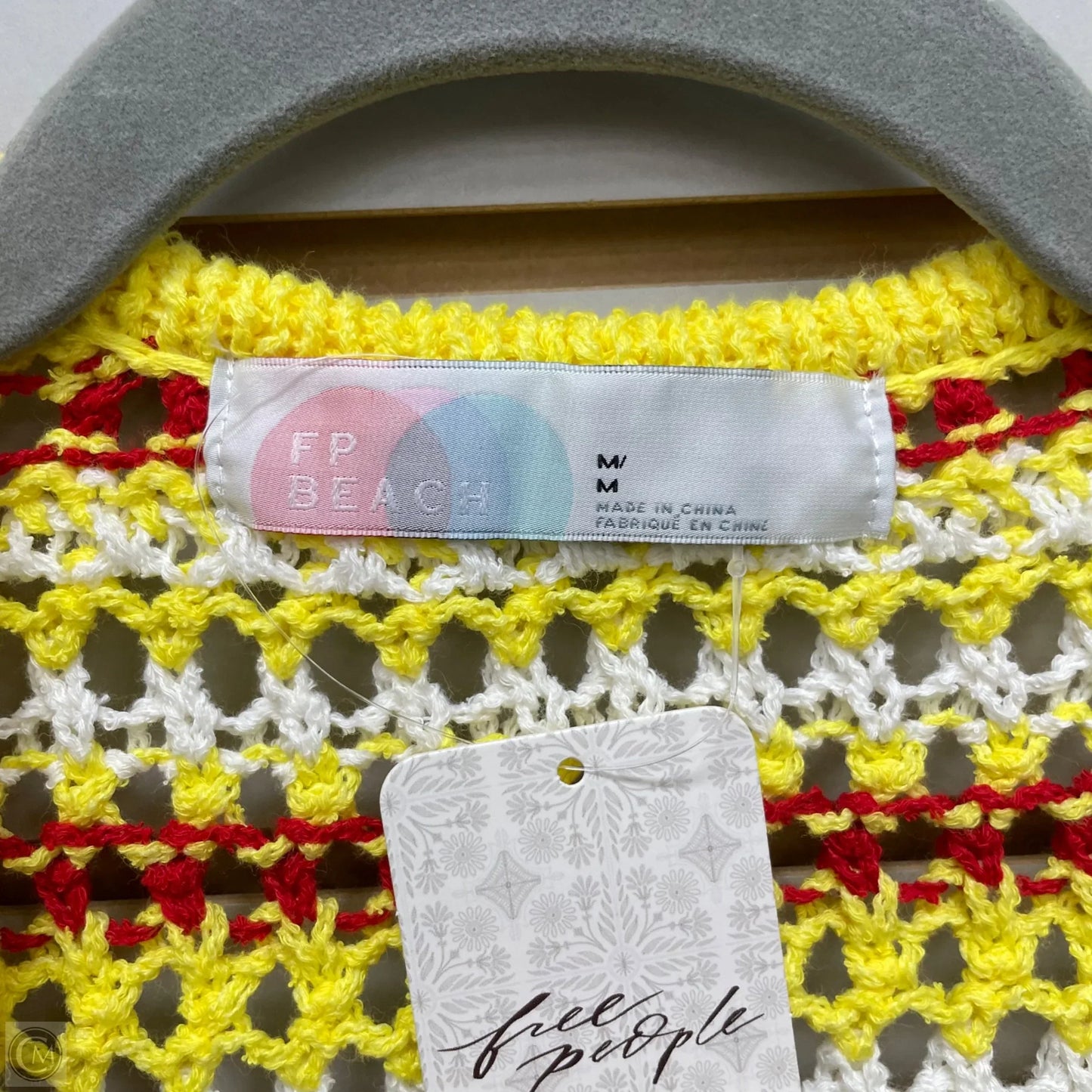 Sweater Cardigan By Free People In Red & Yellow, Size: M