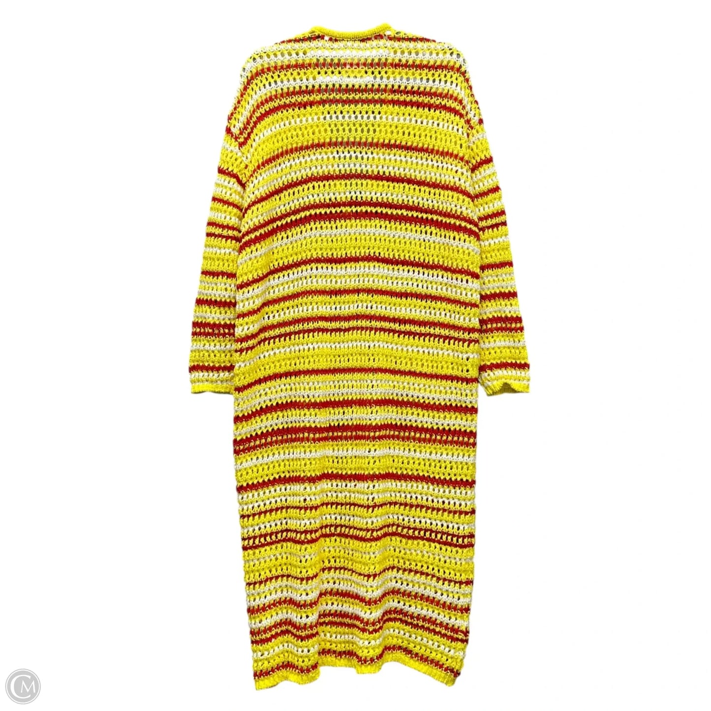 Sweater Cardigan By Free People In Red & Yellow, Size: M