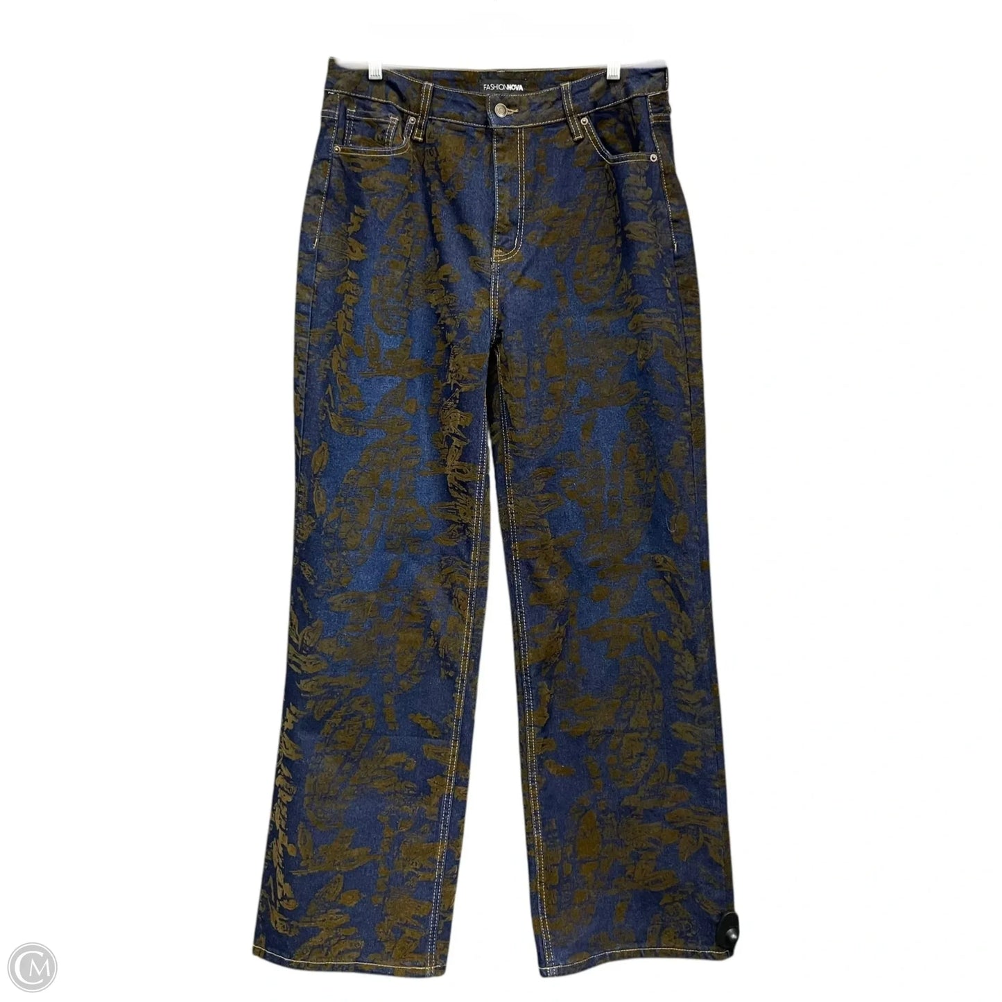 Jeans Wide Leg By Fashion Nova In Blue & Brown, Size: 14