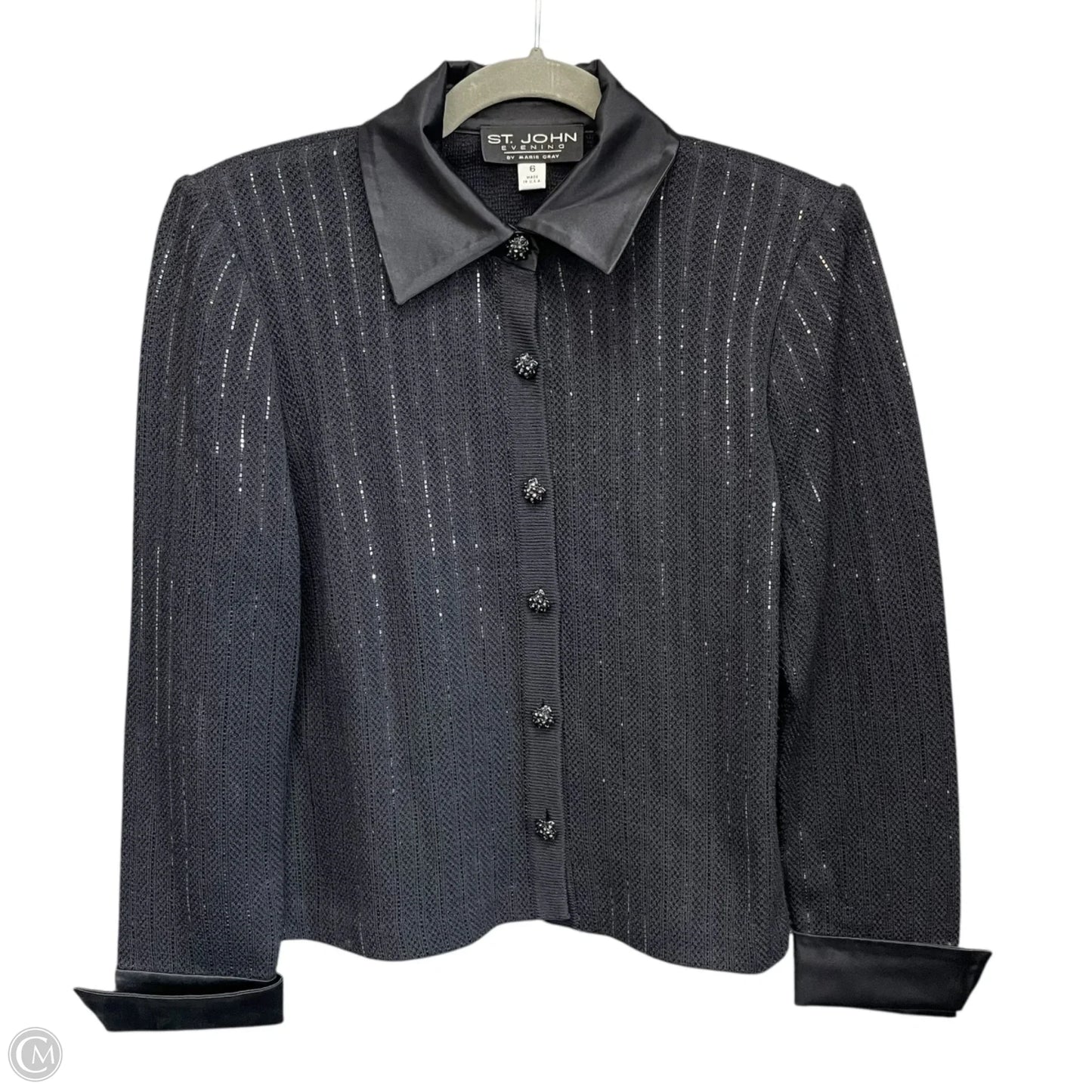 Jacket Luxury Designer By St John Collection In Black, Size: 6