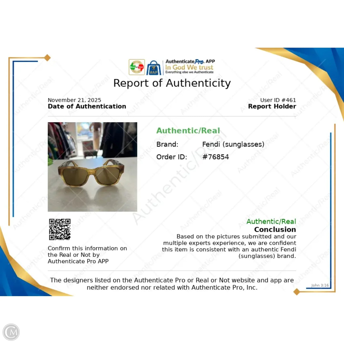 Sunglasses Luxury Designer By Fendi