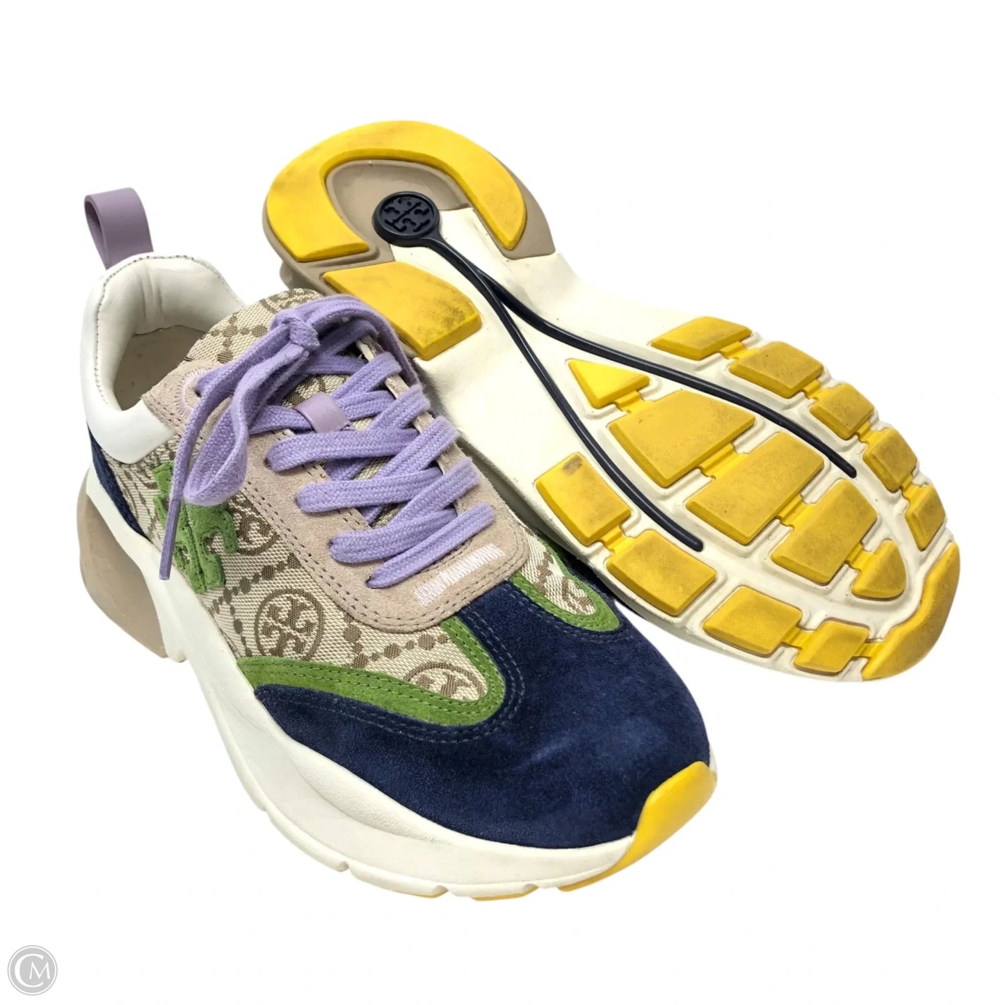 Shoes Designer By Tory Burch In Blue & Tan, Size: 6.5