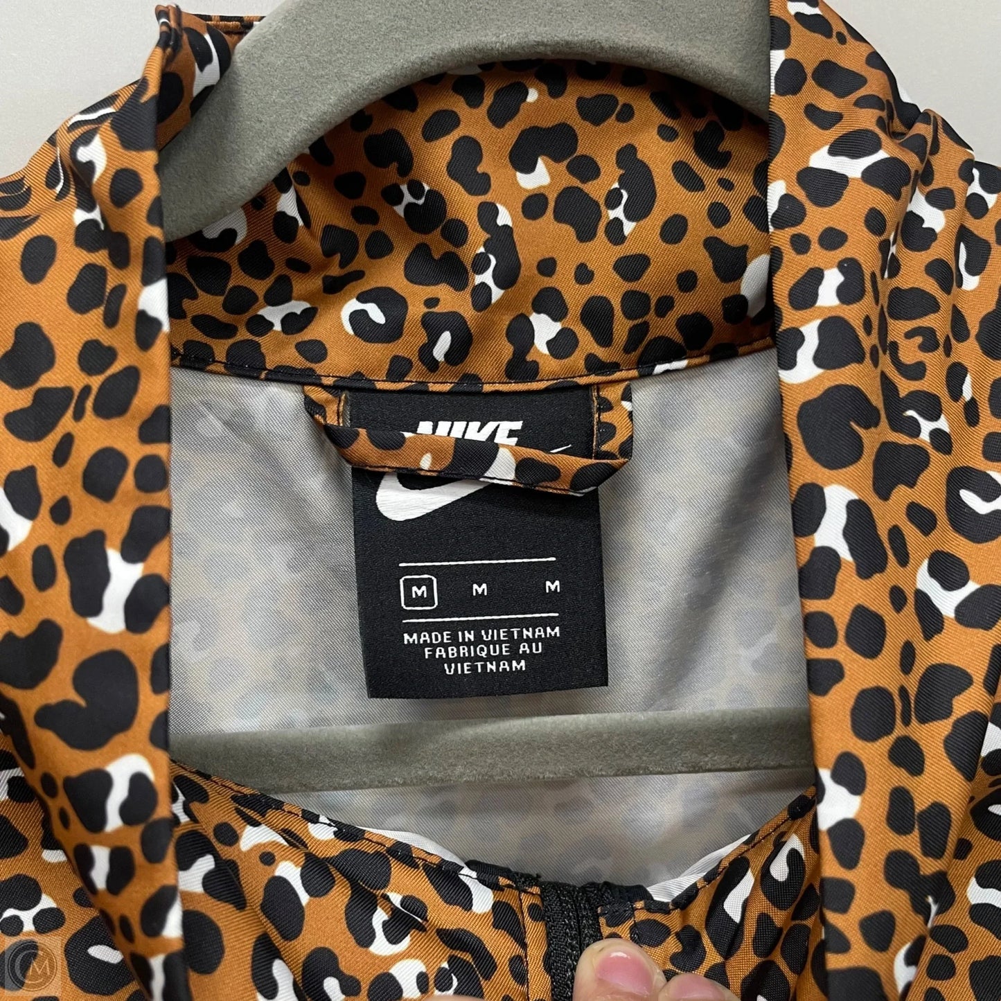 Athletic Jacket By Nike In Leopard Print, Size: M