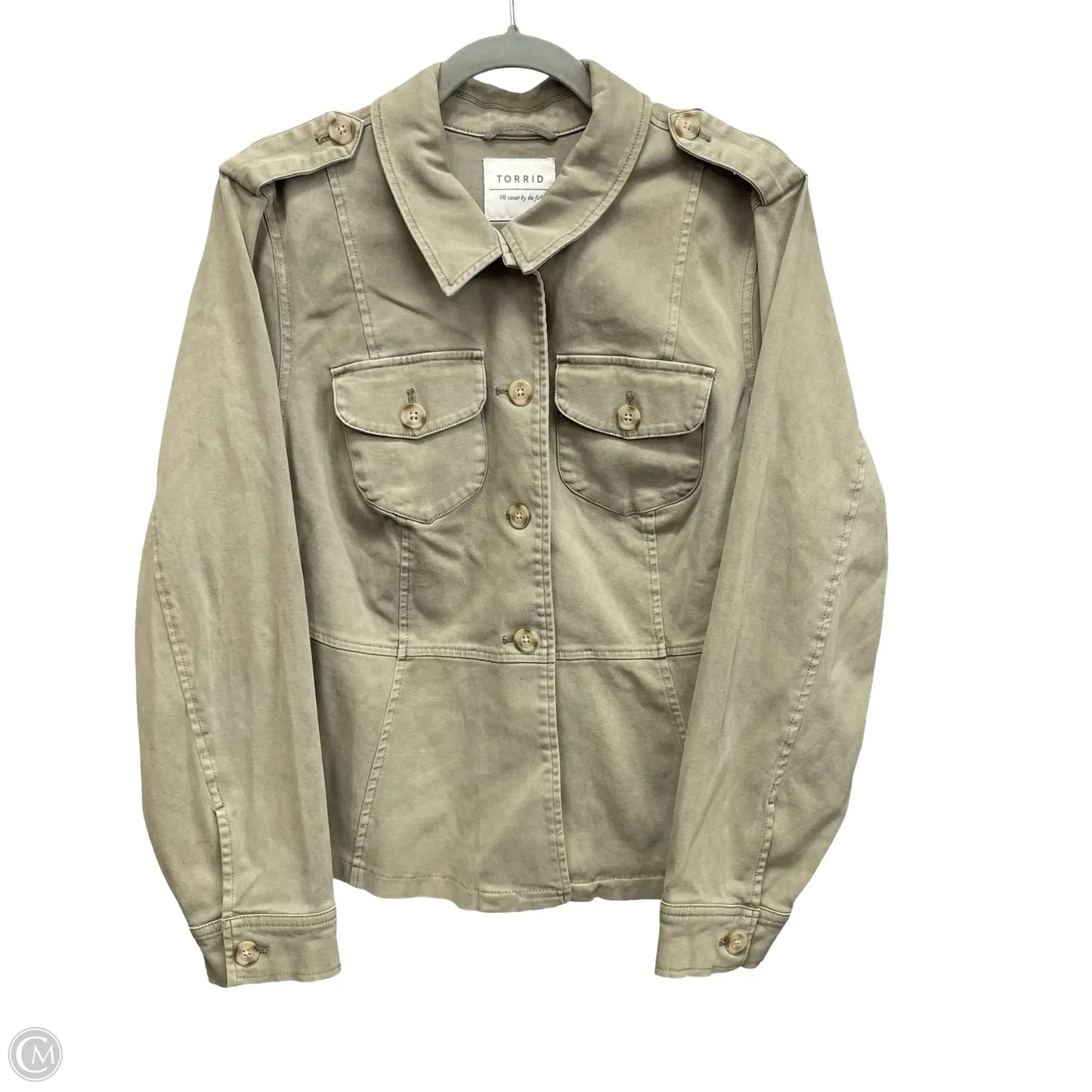 Jacket Utility By Torrid In Green, Size: 1x