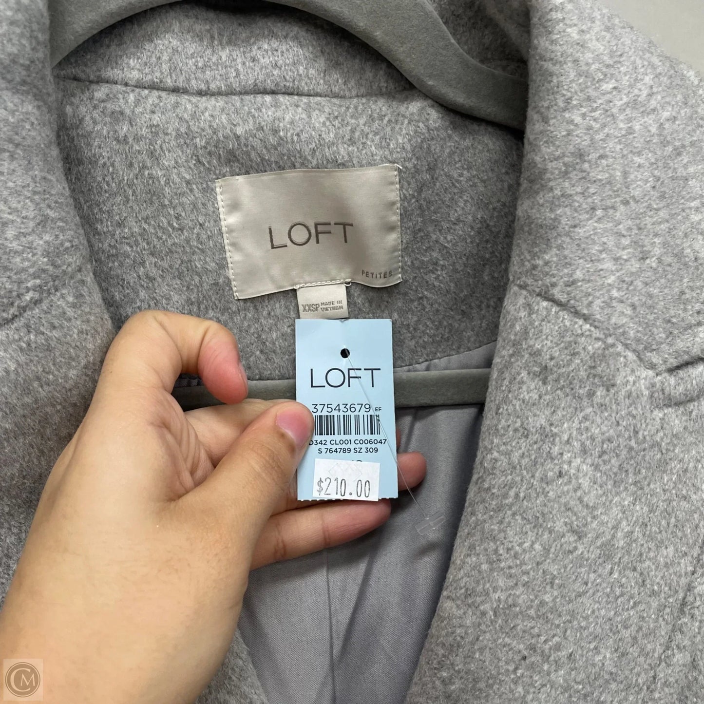 Coat Wool By Loft In Grey, Size: Xxsp
