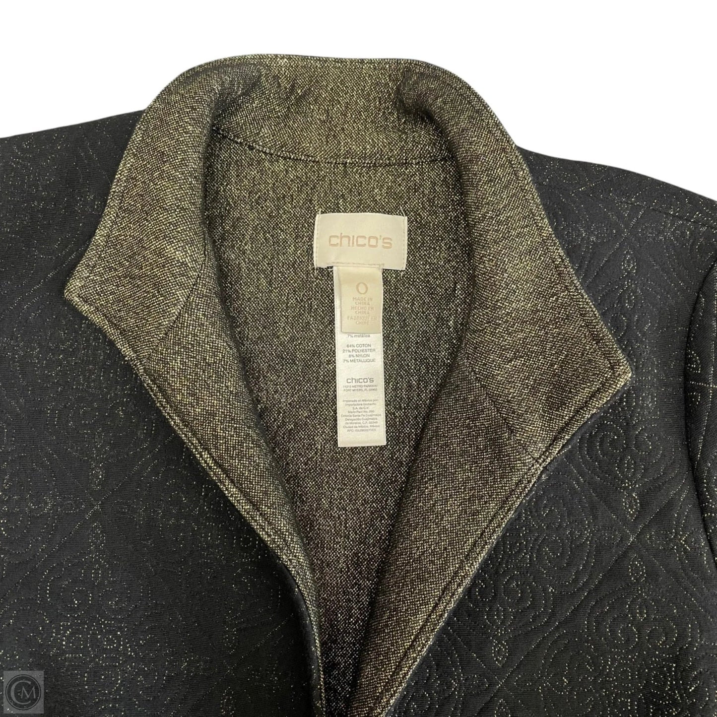 Jacket Other By Chicos In Black & Gold, Size: S