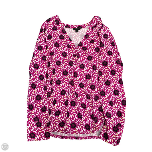 Blouse Long Sleeve By Ann Taylor In Pink & Purple, Size: S