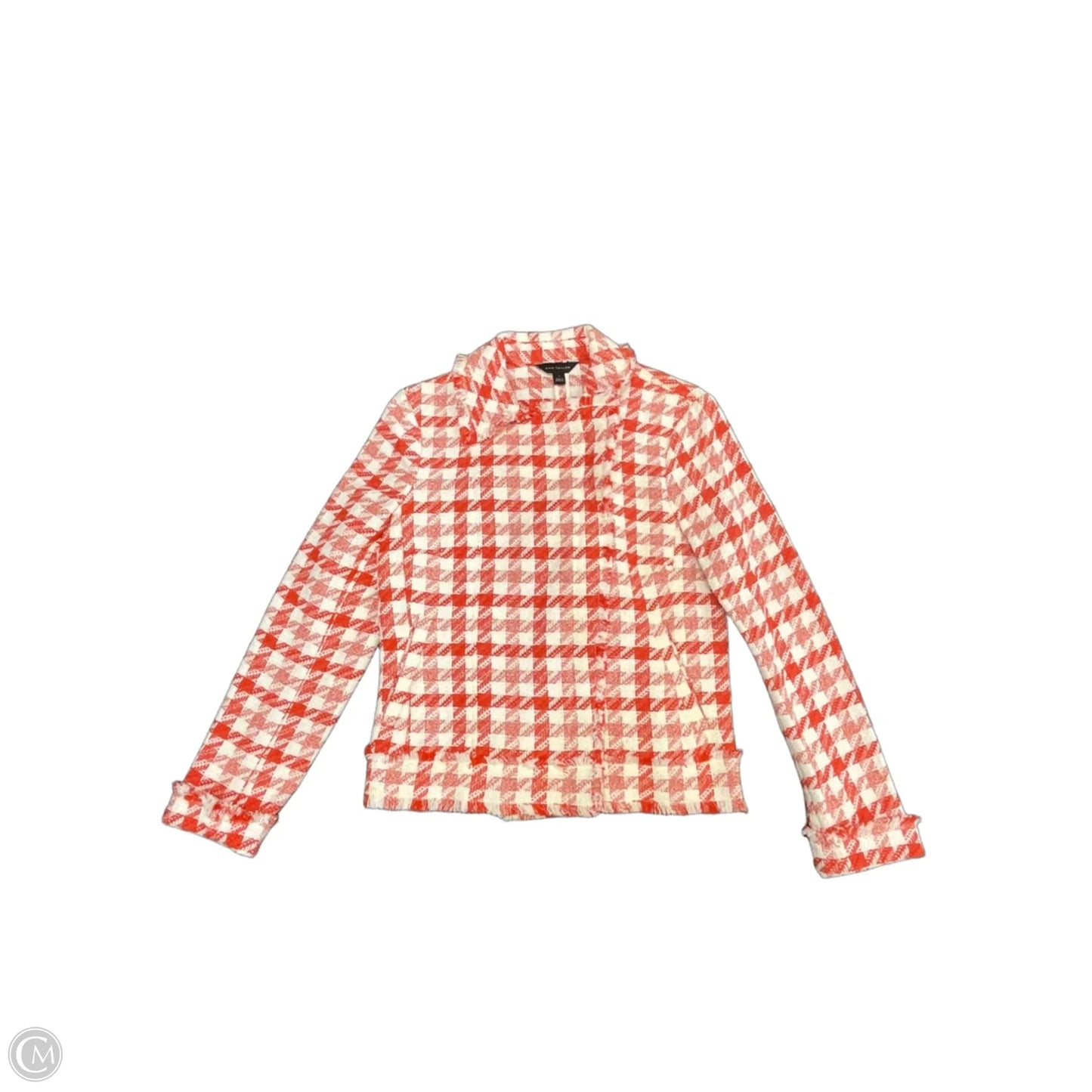 Blazer By Ann Taylor In Orange & White, Size: S