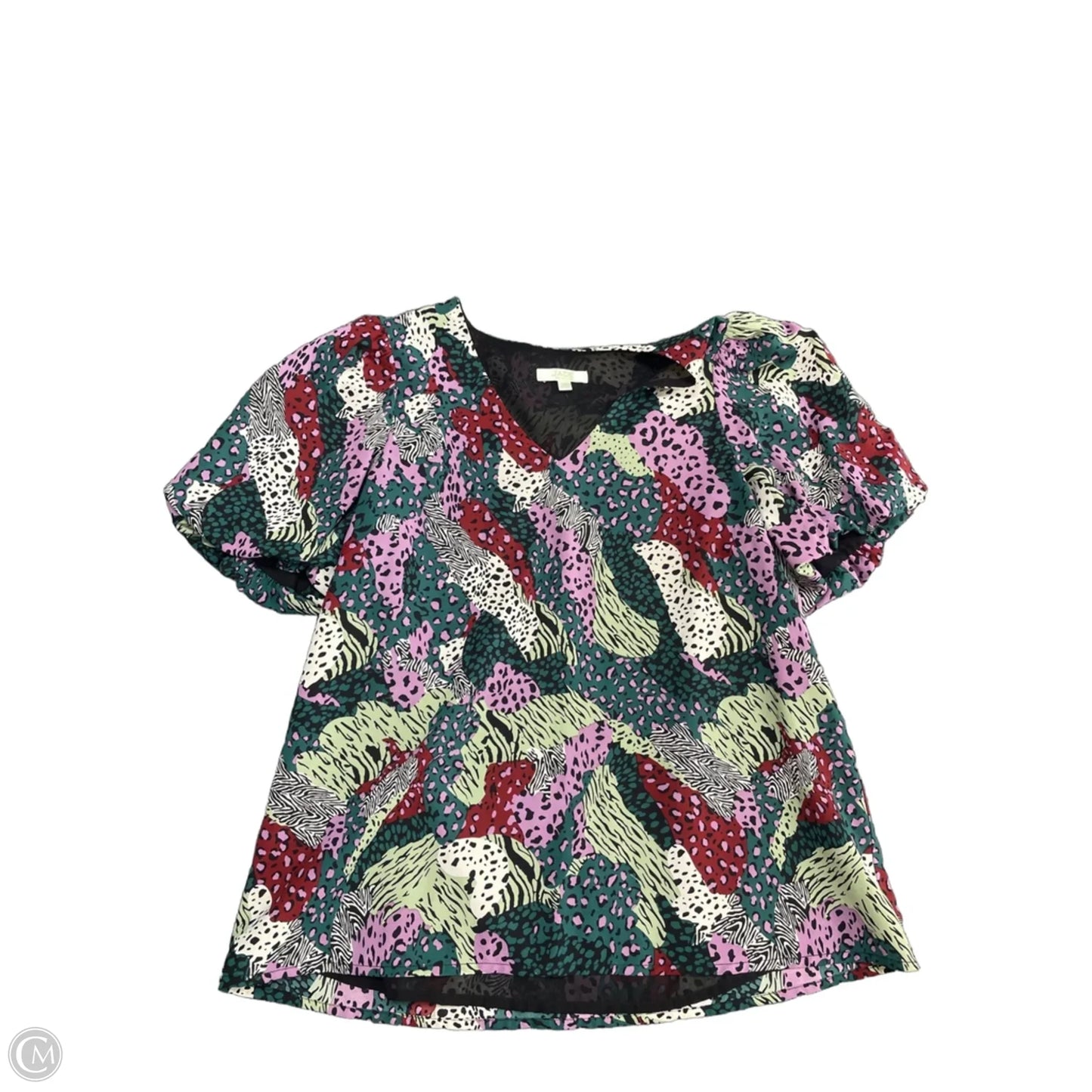 Blouse Short Sleeve By Cmc In Green & Purple, Size: S