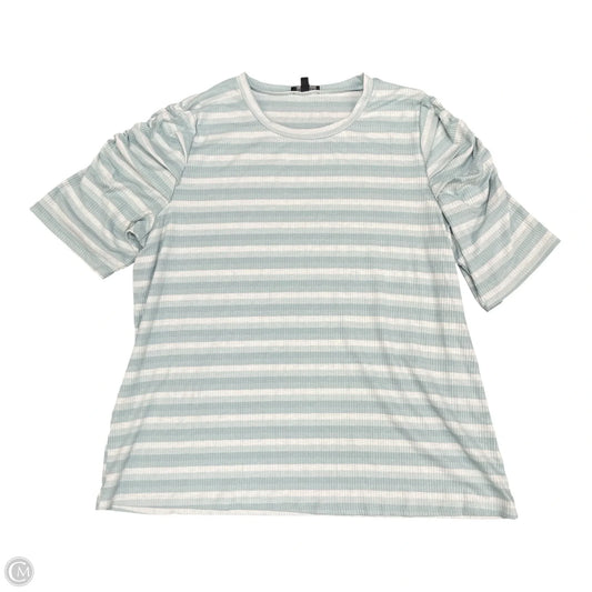 Top Short Sleeve By Lane Bryant In Blue & White, Size: 3x