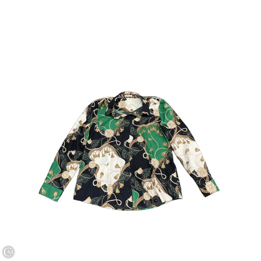 Top Long Sleeve By Chicos In Black & Green, Size: Xs