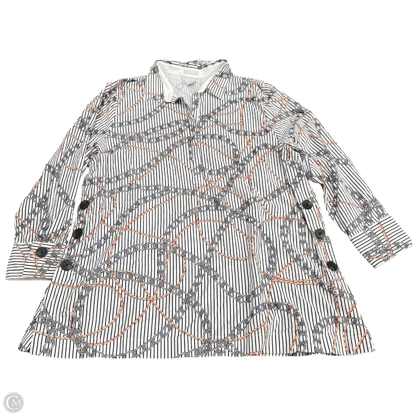 Tunic Long Sleeve By Chicos In Striped Pattern, Size: 20