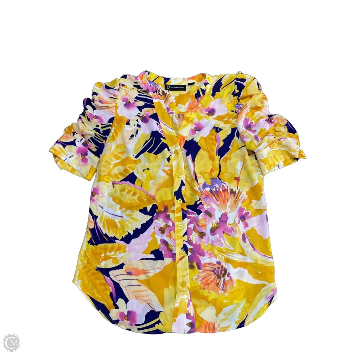 Top Short Sleeve By New York And Co In Floral Print, Size: S