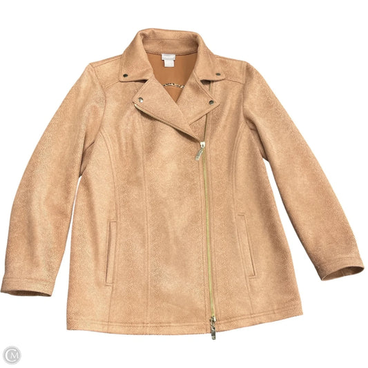 Jacket Moto By Chicos In Tan, Size: M