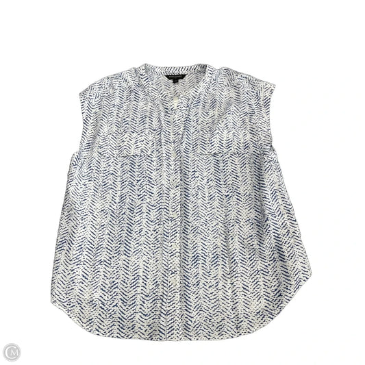 Top Short Sleeve By Banana Republic In Blue & White, Size: M