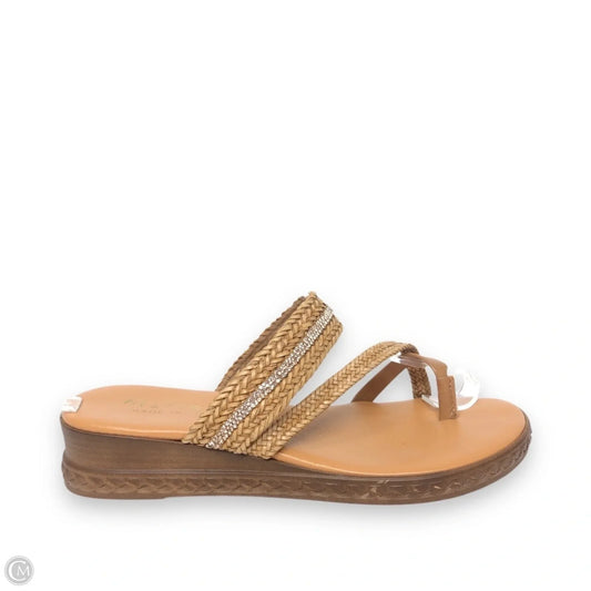 Sandals Heels Wedge By Clothes Mentor In Brown, Size: 6.5